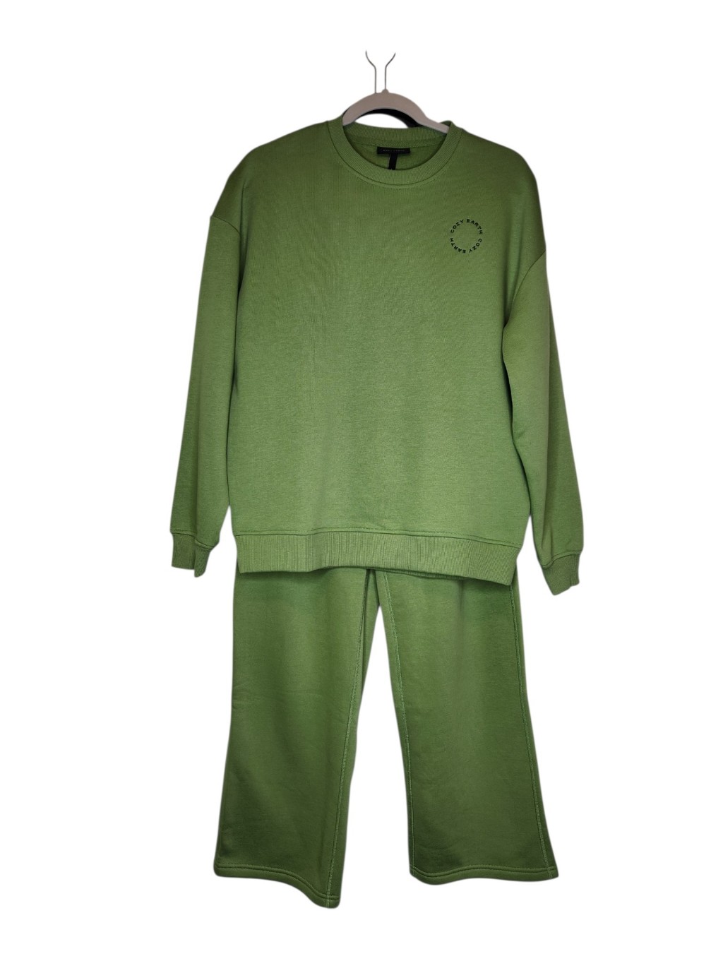 Cozy Earth Cityscape 2.0 Crewneck & Wide Leg Pants Set In Clover Green Size S